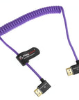 Alvin's Cables 8K HDMI Cable for Atomos Ninja,2.1 48Gbps 8K@60Hz 4K@120Hz High-Speed Braided Coiled Cable for Sony FS5 FS7 FX9,BMPCC,for Canon C300 C500,for Feelworld,Right to Right Angle Purple