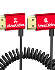 Alvin's Cables 8K HDMI Cable 2.1 48Gbps High Speed Φ2.4mm Ultra-Thin HDMI 8K@60Hz 4K@120Hz for Sony A7 A9, BMPCC, for Canon C70, for Atomos Ninja, for SmallHD, Left to Left Angle Coiled Cable
