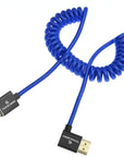 Alvin's Cables 8K HDMI 2.1 Cable for Atomos Ninja V Monitor,for Sony FS5 FS7,BMPCC,for Canon C300 C500 Camera,8K@60Hz 4K@120Hz 48Gbps High-Speed Braided Coiled Cable Left Angle Blue