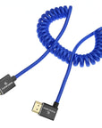 Alvin's Cables 8K HDMI 2.1 High-Speed Cable 8K@60Hz 4K@120Hz Braided Coiled Cable for Atomos Ninja,for Feelworld,for Sony FS5 FS7 FX9,BMPCC,for Canon C300 C500,Right Angle Blue
