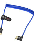 Alvin's Cables 8K HDMI 2.1 High-Speed Cable 8K@60Hz 4K@120Hz Braided Coiled Cable for Atomos Ninja,for Feelworld,for Sony FS5 FS7 FX9,BMPCC,for Canon C300 C500,Right Angle Blue