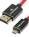 Alvin's Cables 8K 2.1 Micro HDMI to HDMI Coiled Cable for Atomos Ninja V, 8K@60Hz 4K@60Hz High-Speed HDMI Cable for Sony A7RIII A7II A7M3, for Canon R5 M6, for FUJIFILM X-T4 X-T3, Braided Red