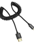 Alvin's Cables 8K 2.1 Micro HDMI to HDMI Coiled Cable for Atomos Ninja V, 8K@60Hz 4K@60Hz High-Speed HDMI Cable for Sony A7RIII A7II A7M3, for FUJIFILM X-T4 X-T3, Braided Black