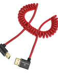 Alvin's Cables 8K HDMI 2.1 Cable 48Gbps 8K@60Hz 4K@120Hz High-Speed Braided Coiled Cable for Sony FS5 FS7 FX9,BMPCC,for Canon C300 C500,for Atomos Ninja,for Feelworld,Right to Up Angle Red