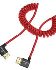 Alvin's Cables 8K HDMI 2.1 Cable 8K 60Hz 4K 120Hz High-Speed for Atomos Ninja Monitor, Left to Right Angle Braided Coiled HDMI Cable for Sony FX3 FS5 FS7 FX9,for Canon C300 C500,for Nikon Z9 Camera, Red