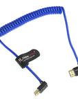 Alvin's Cables 8K HDMI 2.1 Cable 48Gbps 8K@60Hz 4K@120Hz High-Speed Braided Coiled Cable for Sony FS5 FS7 FX9,BMPCC,for Canon C300 C500,for Atomos Ninja,for Feelworld,Right to Up Angle Blue