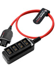 Alvin's Cables Smart D-tap Splitter Cable, Ultra Soft Smart Dtap Male to 4 Port Dtap Female Splitter Hub Power Cable for ARRI RED Teradek SmallHD SmallRig V-Mount|Gold-Mount Battery 40cm/15.7inches