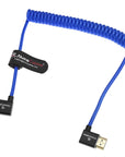 Alvin's Cables 8K HDMI 2.1 Cable 8K 60Hz 4K 120Hz High-Speed for Atomos Ninja Monitor,Left to Right Angle Braided Coiled Cable for Sony FS5 FS7 FX9,for Canon C300 C500,for Nikon Z9 Camera,Blue
