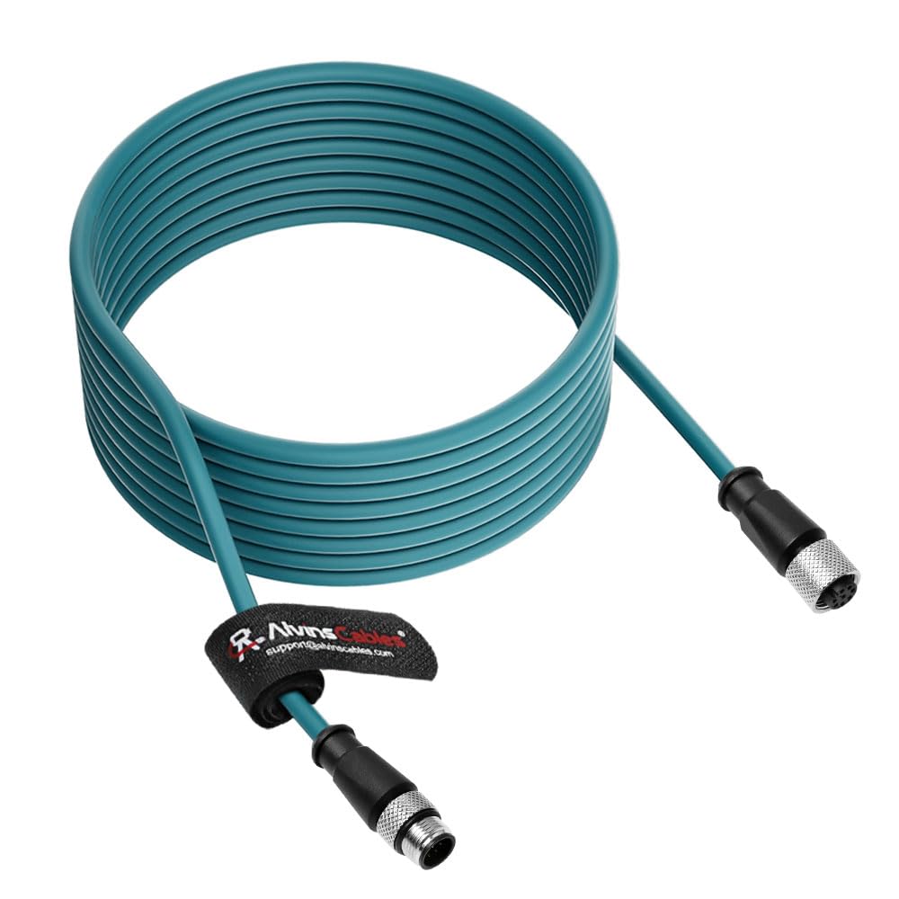 Alvin's Cables M12 A-Code 8 Pin Male to 8 Pin Female Cat6a High-Flex Shielded Sensor Actuator Cable for Cognex Industrial Camera 15m/49ft