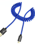 Alvin's Cables 8K 2.1 Micro HDMI to HDMI Coiled Cable for Atomos Ninja V, 8K@60Hz 4K@60Hz High-Speed HDMI Cable for Sony A7RIII A7II A7M3, for Canon R5 M6, for FUJIFILM X-T4 X-T3, Braided Blue