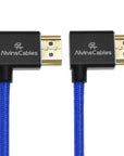 Alvin's Cables 8K HDMI Cable for Atomos Ninja,2.1 48Gbps 8K@60Hz 4K@120Hz High-Speed Braided Coiled Cable for Sony FS5 FS7 FX9,BMPCC,for Canon C300 C500,for Feelworld,Right to Right Angle Blue
