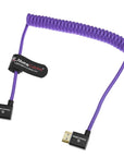 Alvin's Cables 8K HDMI Cable for Atomos Ninja,2.1 48Gbps 8K@60Hz 4K@120Hz High-Speed Braided Coiled Cable for Sony FS5 FS7 FX9,BMPCC,for Canon C300 C500,for Feelworld,Right to Right Angle Purple