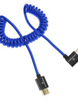 Alvin's Cables 8K HDMI 2.1 Cable for Atomos Ninja V Monitor,for Sony FS5 FS7,BMPCC,for Canon C300 C500 Camera,8K@60Hz 4K@120Hz 48Gbps High-Speed Braided Coiled Cable Left Angle Blue