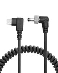 Alvin's Cables PD USB-C Type-C to Locking DC 12V Coiled Power Cable for Atomos Shogun, Blackmagic Video Assist, Hollyland Mars, Right Angle