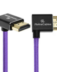 Alvin's Cables 8K HDMI 2.1 Cable 48Gbps 8K@60Hz 4K@120Hz High-Speed Braided Coiled Cable for Sony FS5 FS7 FX9,BMPCC,for Canon C300 C500,for Atomos Ninja,for Feelworld,Right to Up Angle Purple