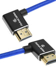 Alvin's Cables 8K HDMI 2.1 Cable 8K 60Hz 4K 120Hz High-Speed for Atomos Ninja Monitor,Left to Right Angle Braided Coiled Cable for Sony FS5 FS7 FX9,for Canon C300 C500,for Nikon Z9 Camera,Blue