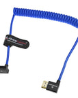 Alvin's Cables 8K HDMI 2.1 Cable 48Gbps 8K@60Hz 4K@120Hz High-Speed Braided Coiled Cable for Sony FS5 FS7 FX9,BMPCC,for Canon C300 C500,for Atomos Ninja,for Feelworld,Right to Up Angle Blue