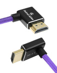 Alvin's Cables 8K HDMI 2.1 Cable 48Gbps 8K@60Hz 4K@120Hz High-Speed Braided Coiled Cable for Sony FS5 FS7 FX9,BMPCC,for Canon C300 C500,for Atomos Ninja,for Feelworld,Right to Up Angle Purple