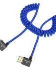 Alvin's Cables 8K HDMI Cable for Atomos Ninja,2.1 48Gbps 8K@60Hz 4K@120Hz High-Speed Braided Coiled Cable for Sony FS5 FS7 FX9,BMPCC,for Canon C300 C500,for Feelworld,Right to Right Angle Blue