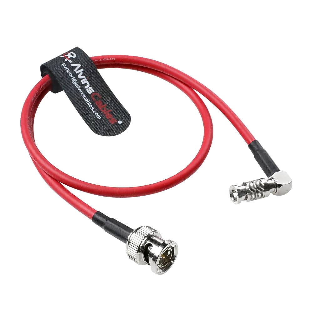 Alvin's Cables Micro BNC to BNC Cable 12G-SDI High Speed 4K UHD Video Coaxial Cable, Right Angle Micro BNC 75 Ohm Ultra-Soft for Blackmagic Video Assist 5" Monitor,Red 50CM|19.7inches