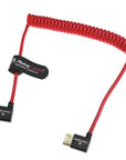 Alvin's Cables 8K HDMI Cable for Atomos Ninja,2.1 48Gbps 8K@60Hz 4K@120Hz High-Speed Braided Coiled Cable for Sony FS5 FS7 FX9,BMPCC,for Canon C300 C500,for Feelworld,Right to Right Angle Red