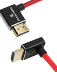 Alvin's Cables 8K HDMI 2.1 Cable 8K@60Hz 4K@120Hz High-Speed Braided Coiled Cable for Atomos Ninja,for Feelworld,for Sony FS5 FS7 FX9,BMPCC,for Canon C300 C500,Left to Up Angle Red