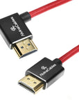 Alvin's Cables 8K HDMI 2.1 Cable for Atomos Ninja V Monitor,for Sony FS5 FS7,BMPCC,for Canon C300 C500 Camera,8K@60Hz 4K@120Hz 48Gbps High-Speed Braided Coiled Cable Left Angle Red