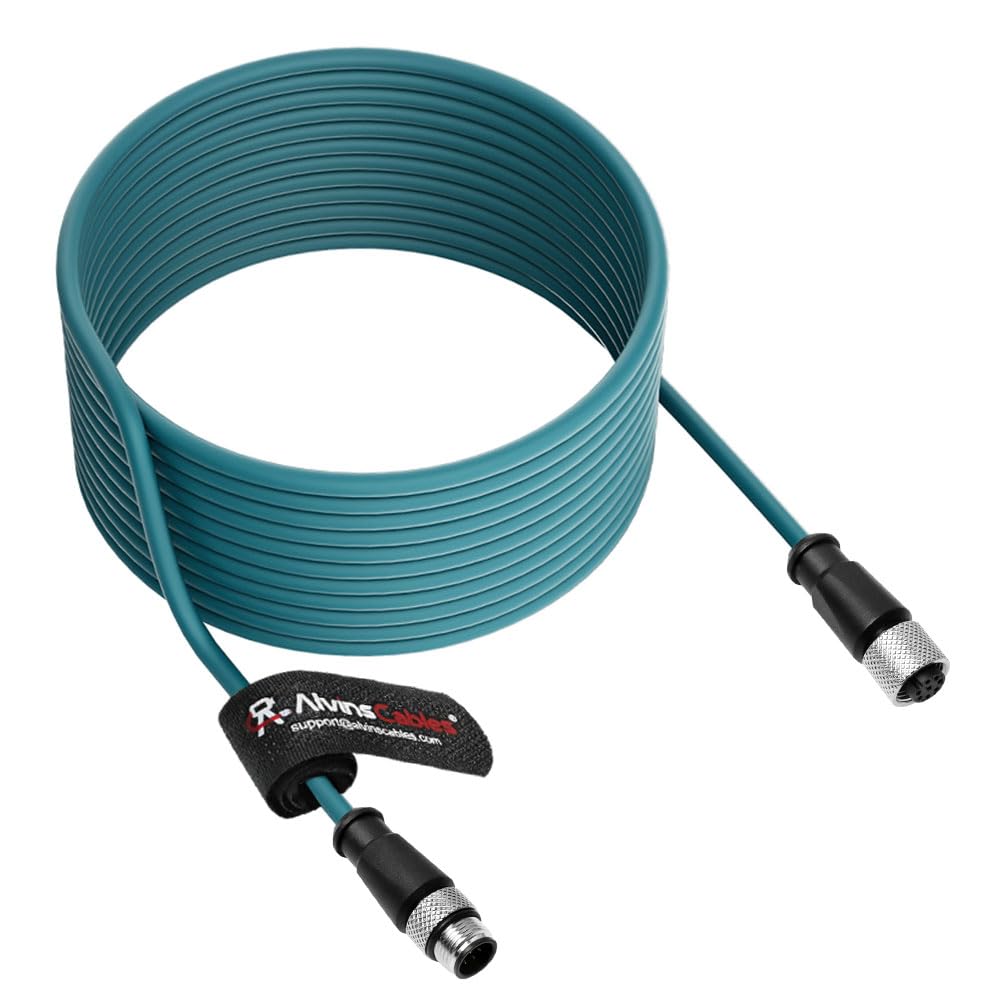 Alvin's Cables M12 A-Code 8 Pin Male to 8 Pin Female Cat6a High-Flex Shielded Sensor Actuator Cable for Cognex Industrial Camera 15m/49ft