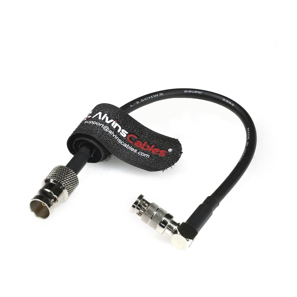 Alvin's Cables 12G Micro BNC to BNC Female Adapter Cable, High Density 4K UHD Video Coaxial Cable, 75 Ohm Ultra-Soft for Blackmagic Video Assist 5" Monitor, Right Angle Micro BNC 7.9inches