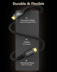 Alvin's Cables USB 4 Cable 1ft, USB-C to USB-C Cable 40Gbps Data Transfer 240W PD Fast Charging 8K@60Hz Display, Compatible with Thunderbolt 4/3,USB 3.0, for MacBook,eGPU,Dock, USB-IF Certified