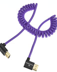 Alvin's Cables 8K HDMI 2.1 Cable 8K@60Hz 4K@120Hz High-Speed Braided Coiled Cable for Atomos Ninja,for Feelworld,for Sony FS5 FS7 FX9,BMPCC,for Canon C300 C500,Left to Up Angle Purple
