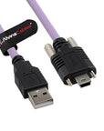 Alvin's Cables USB 2.0 Type-A to Locking Mini USB Cable, 13mm Dual-Screw Spacing for IDS Industrial Camera, High Flex Drag Chain Shielded