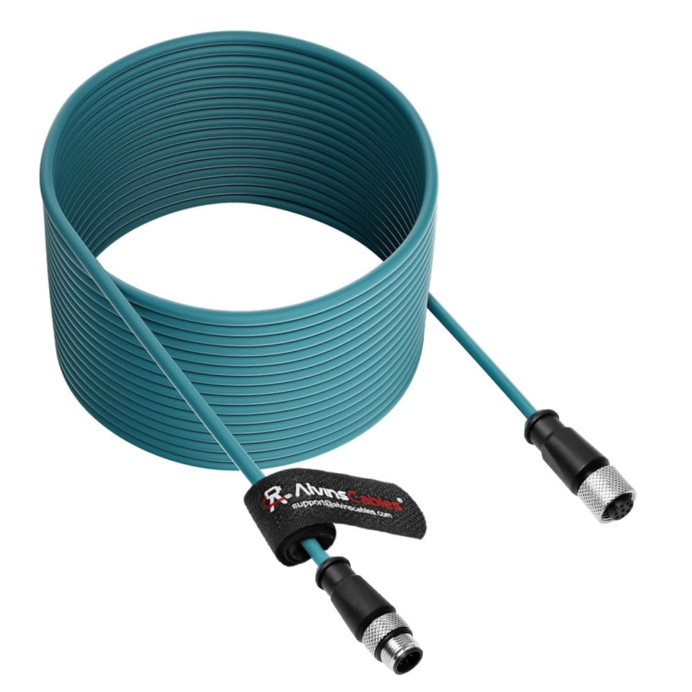 Alvin's Cables M12 A-Code 8 Pin Male to 8 Pin Female Cat6a High-Flex Shielded Sensor Actuator Cable for Cognex Industrial Camera 15m/49ft