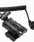 Alvin’s Cables D-Tap to Dual-Sided Cross-Shaped NP-F Dummy Battery with USB-C PD Power Cable for Atomos| SmallHD Monitor, Wireless Transmission, NP-F550| F570| F770| F970 Dummy Battery Coiled cable