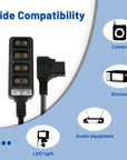 Alvin's Cables D-tap Splitter Ultrashort Power Cable D-Tap Male to 4 Port Dtap Female Cord for ARRI RED Cameras TILTA Steadicam IDX Battery