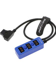 Alvin’s Cables D-tap Splitter P-Tap HUB Cable Dtap Male to Three Port D tap Female Splitter Cable with Screw Threads for ARRI RED Z CAM Cameras TILTA Steadicam IDX V-Mount Battery-Blue