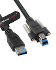 Alvin's Cables USB 3.0 Type-A to USB-B Screw Lock Data Cable for Machine Vision Industrial Camera, Printer, Scanner, 5Gbps High Flex Drag Chain Shielded