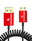 Alvin's Cables 8K High Speed Mini HDMI to HDMI Coiled Cable, Aluminum 8K@60Hz 4K@240Hz HDMI 2.1, Compatible with Camera, Camcorder, Tablet and Graphics/Video Card, Laptop, Projector
