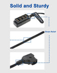 Alvin's Cables D-tap Splitter Ultrashort Power Cable D-Tap Male to 4 Port Dtap Female Cord for ARRI RED Cameras TILTA Steadicam IDX Battery