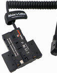 Alvin’s Cables D-Tap to Dual-Sided Cross-Shaped NP-F Dummy Battery with USB-C PD Power Cable for Atomos| SmallHD Monitor, Wireless Transmission, NP-F550| F570| F770| F970 Dummy Battery Coiled cable