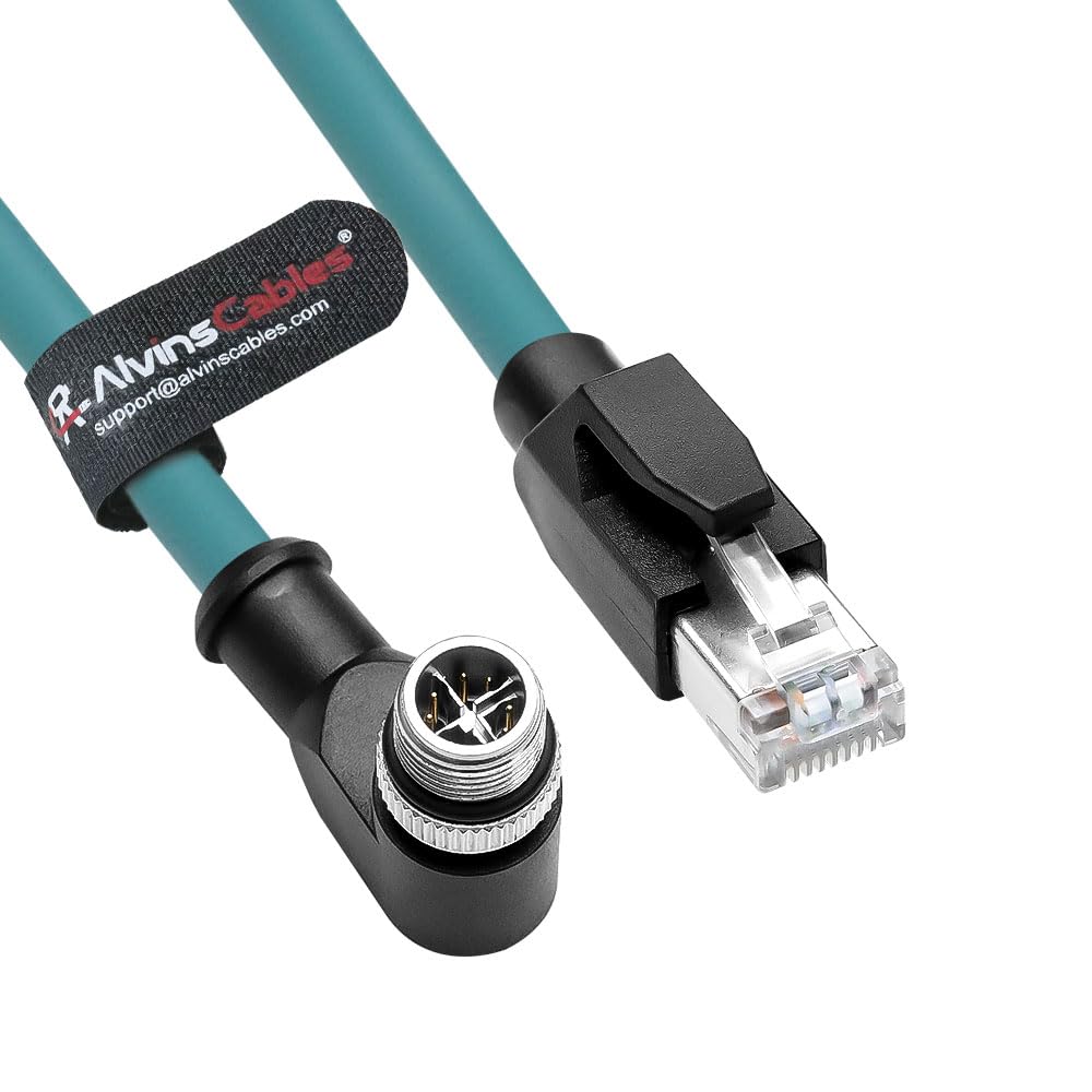 Alvin's Cables M12 X-Code 8 Pin Male to RJ45 Ethernet Cable for