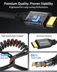 Coiled USB-C Cable, Braided USB-C to USB-C Cable, 40Gbps, 240W PD 3.1 Charging, 8K@60Hz Video, USB4.0 Type C for Thunderbolt 4/3, BMPCC, Canon R5/R6, Sony FX3/A7C, Mac, iPhone, USB-IF Certified