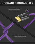 Alvin's Cables 8K 2.1 Micro HDMI to HDMI Coiled Cable for Atomos Ninja V, 8K@60Hz 4K@60Hz High-Speed HDMI Cable for Sony A7RIII A7II A7M3, for Canon R5 M6, for FUJIFILM X-T4 X-T3, Braided Purple