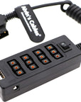 Alvin's Cables D-tap Splitter Cable with Power Switch Male DTap to 4 Female D Tap 2 DC USB for V-Mount Battery for ARRI/RED Camera LCD Monitor LED Video Light Bidirectional Pluggable