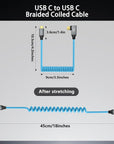Coiled USB-C to USB-C Cable, Braided Right-Angled USB-C Cable, 40Gbps, 240W PD3.1 Charging, 8K@60Hz Video, USB 4.0 Type C for Thunderbolt 4/3, BMPCC, Canon R5/R6, Sony FX3/A7C, iPhone, Dock/SSD, Blue