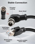 Alvin's Cables M12 X-Code 8 Pin Male to RJ45 Ethernet Cable for Cognex Kence Camera, High-Flex Cat6a Cable for Industrial Automation, Fieldbus Module, Robotics, Right Angle 98.4ft/30m