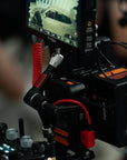 Alvin's Cables Dual-Sided NP-F Dummy Battery to Red Dtap Braided Ultra Flexible Coiled Power Cable for Atomos Ninja V|Atomos Shogun|SmallHD 702, for Sony NP-F550|F570|F770|F970, Red
