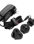 Alvin’s Cables Locking DC AC Power Supply Adapter 100V-240V to 12V 3A Universal Wall Plug Charger 5.5x2.5mm DC for Atomos Ninja V, Blackmagic Video Assist, SmallHD 702, with UK EU AU US Plugs 2m/6.6ft