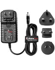 Alvin’s Cables Locking DC AC Power Supply Adapter 100V-240V to 12V 3A Universal Wall Plug Charger 5.5x2.5mm DC for Atomos Ninja V, Blackmagic Video Assist, SmallHD 702, with UK EU AU US Plugs 2m/6.6ft