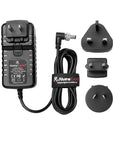 Alvin’s Cables Right Angle Locking DC AC Power Supply Adapter 100V-240V to 12V 3A Universal Wall Charger 5.5x2.5mm DC for Atomos Ninja V, Blackmagic Video Assist, with US UK EU AU Plugs 2m/6.6ft